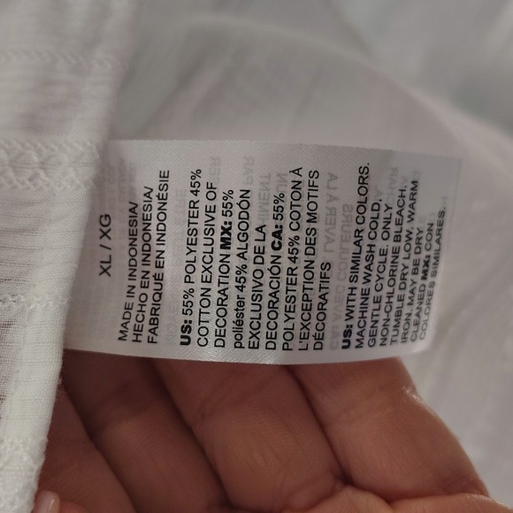 White House Black Market WHBM White Blouse Size XL Semi Sheer Long Sleeve - Picture 5 of 7